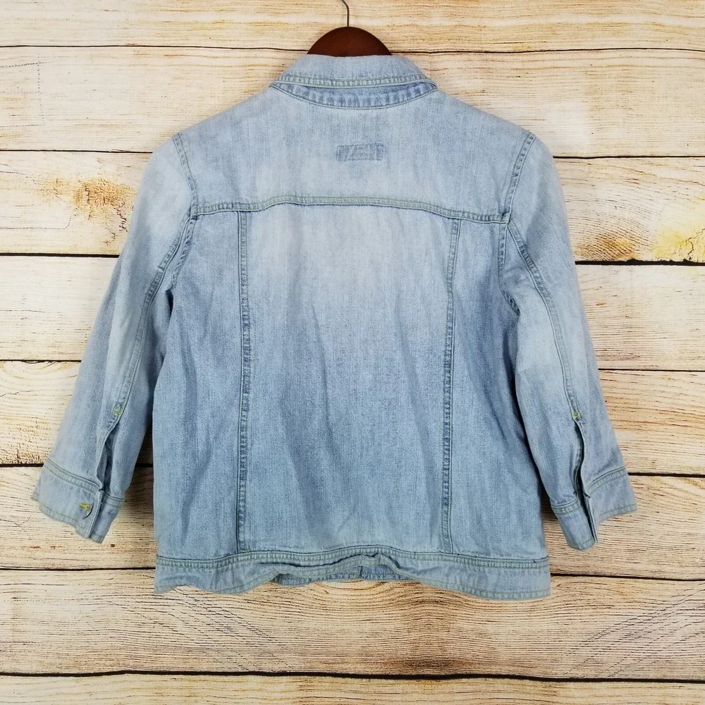 Old Navy Youth Gils Sz L Light Blue Denim Jean Jacket Tomboy Trucker Crop Button